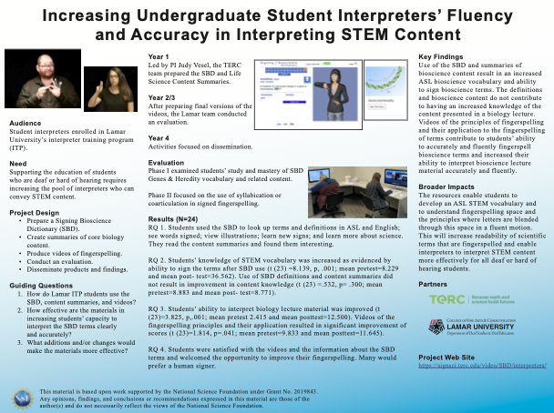 Screenshot of the Increasing Undergraduate Student Interpreters’ Fluency and Accuracy in Interpreting STEM Content poster